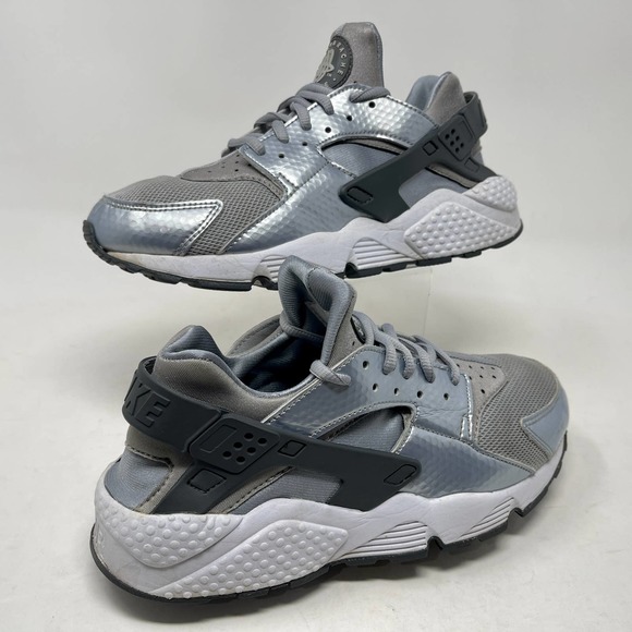 Nike Air Huarache Run Trainers Grey/Silver/White Womens 8 S1131-700 - Picture 2 of 11